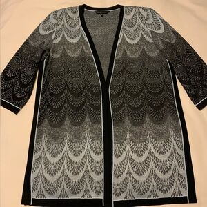 Ming Wang Black and Gray Open Cardigan Sweater